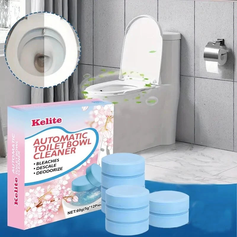Toilet Bowl Cleaners – 12 Pack, Automatic Tank Tablets for Deodorizing & Descali