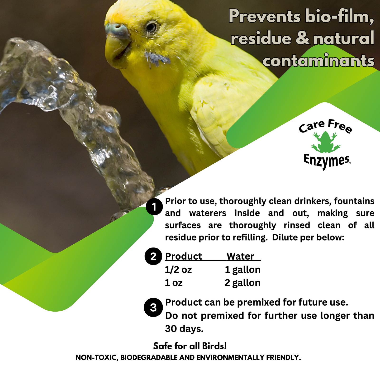 Pet Bird Drinking Water Protector | Keeps Water Fresh & Slime-Free | 16 oz & 33.