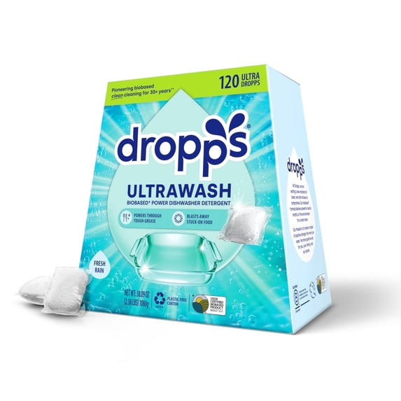 Dropps Dishwasher UltraWash Detergent Pods, Biobased, Unscented 48ct/64ct/120ct