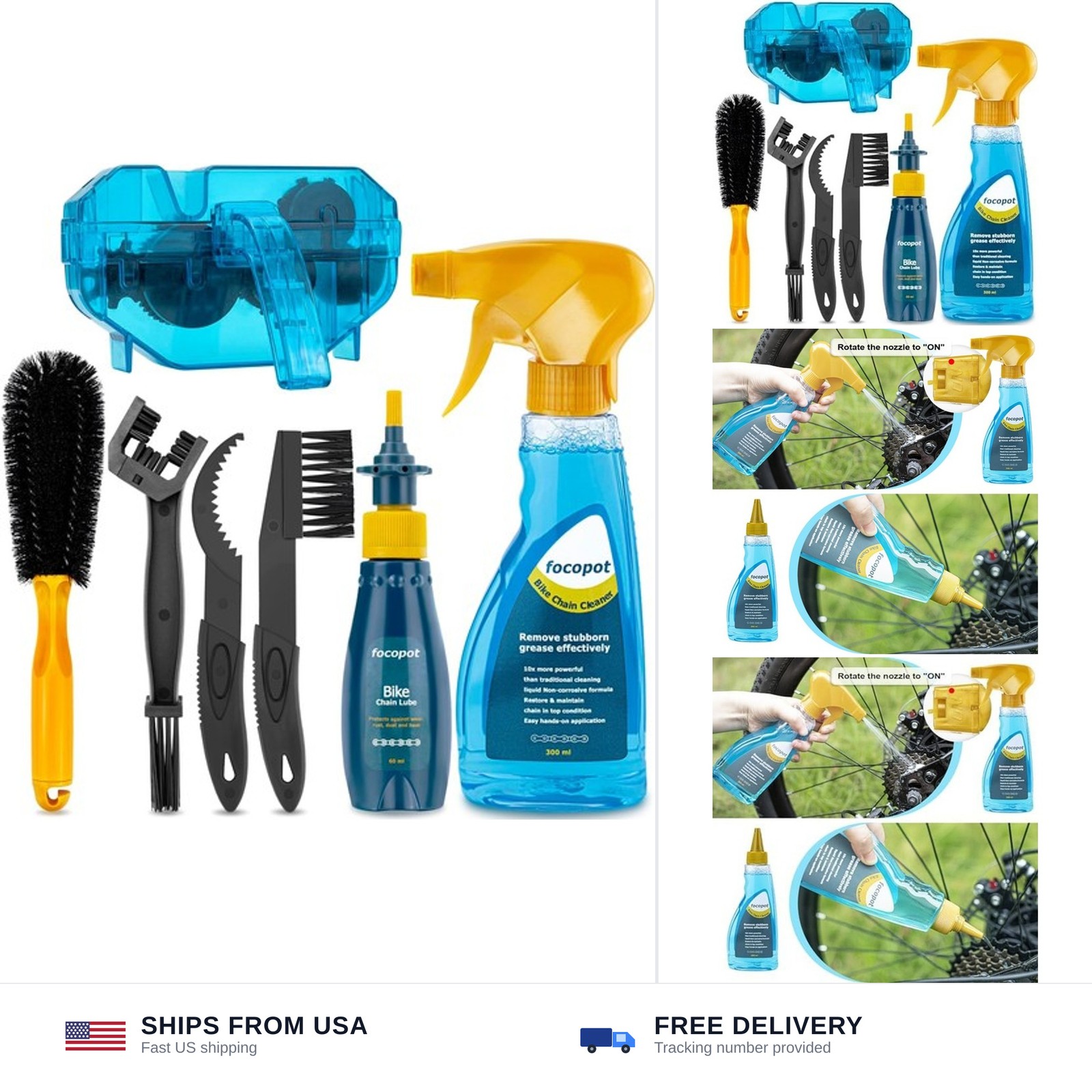focopot Bike Cleaning Kit Including Bicycle Chain Cleaner Degreaser,Cycling C…