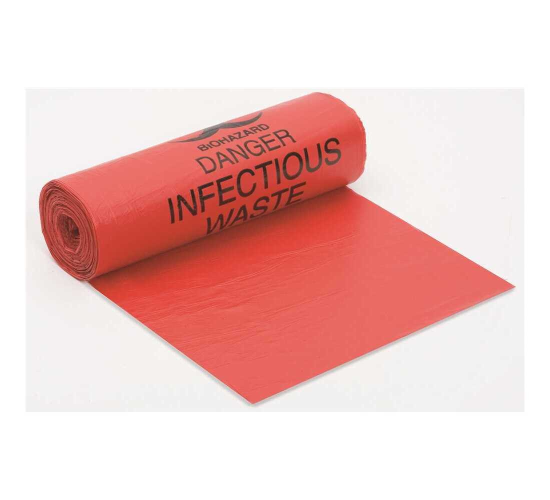 38 in. x 58 in. 60 Gal. 1.25 mil Size Red Biohazard Bag – pack of 5