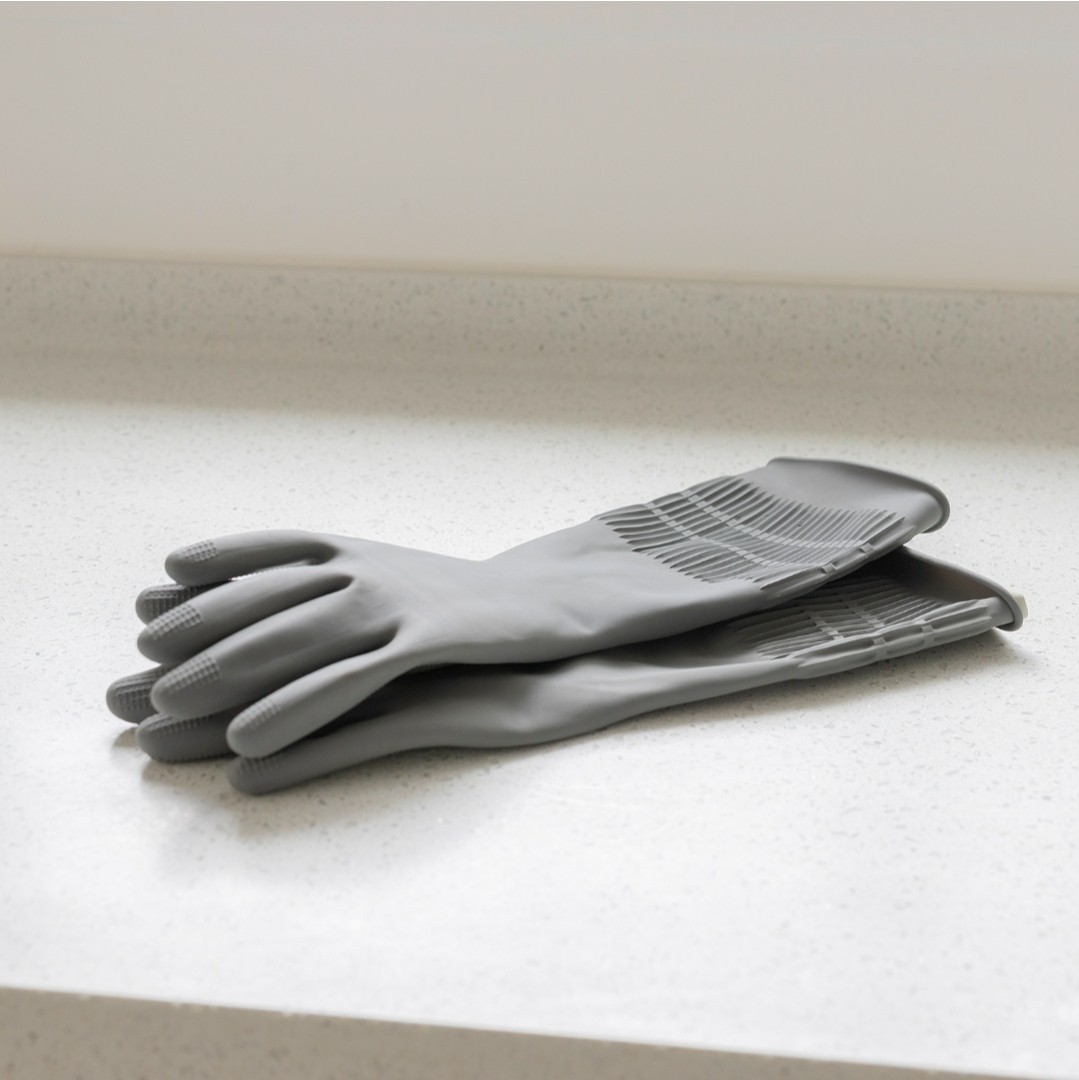 Made in Korea Premium Rubber Dishwashing Gloves 3 Pairs Long Cuff Non-Slip