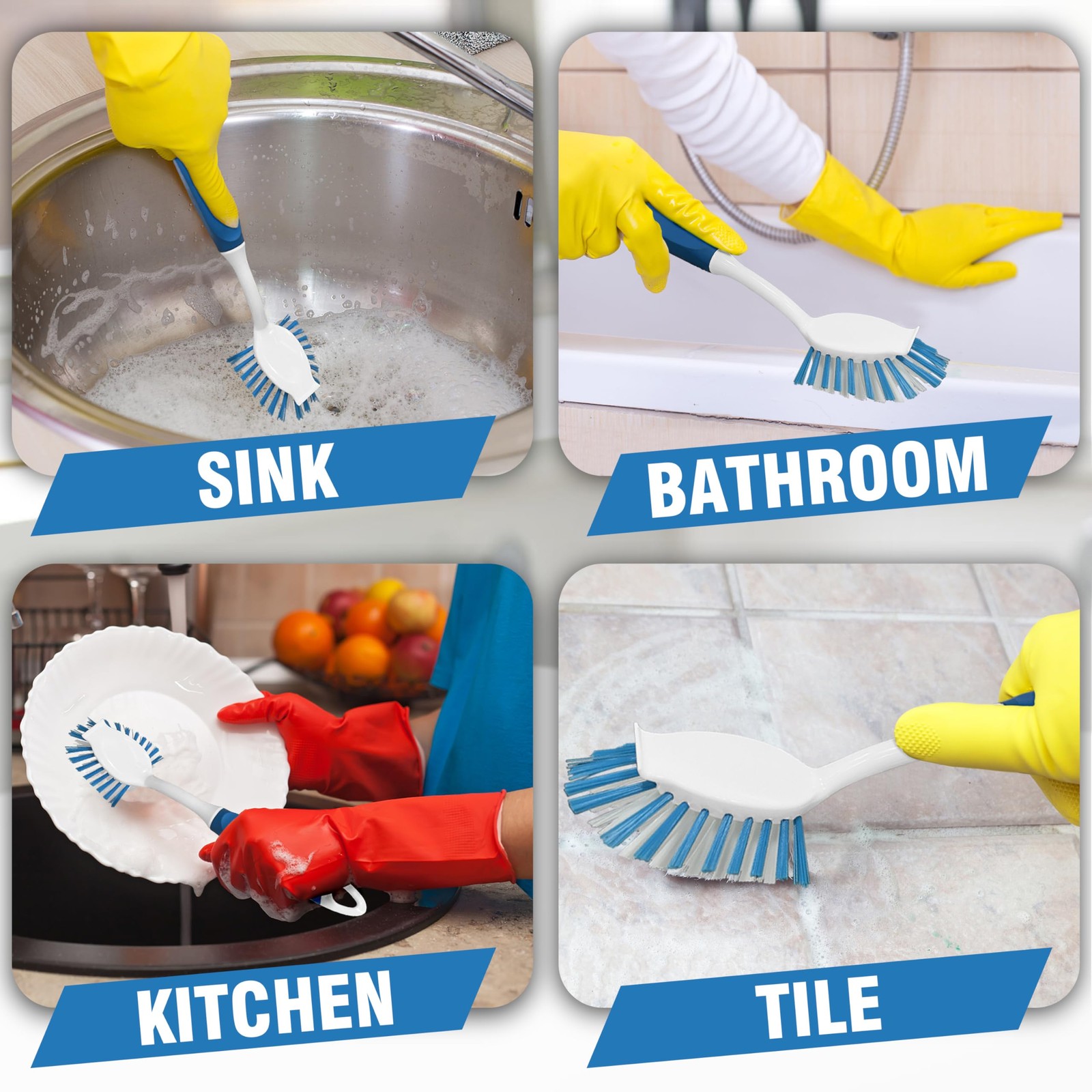 2pack Dish Brush With Handle Kitchen Dish Scrubber Dishwashing Brush For Cleanin