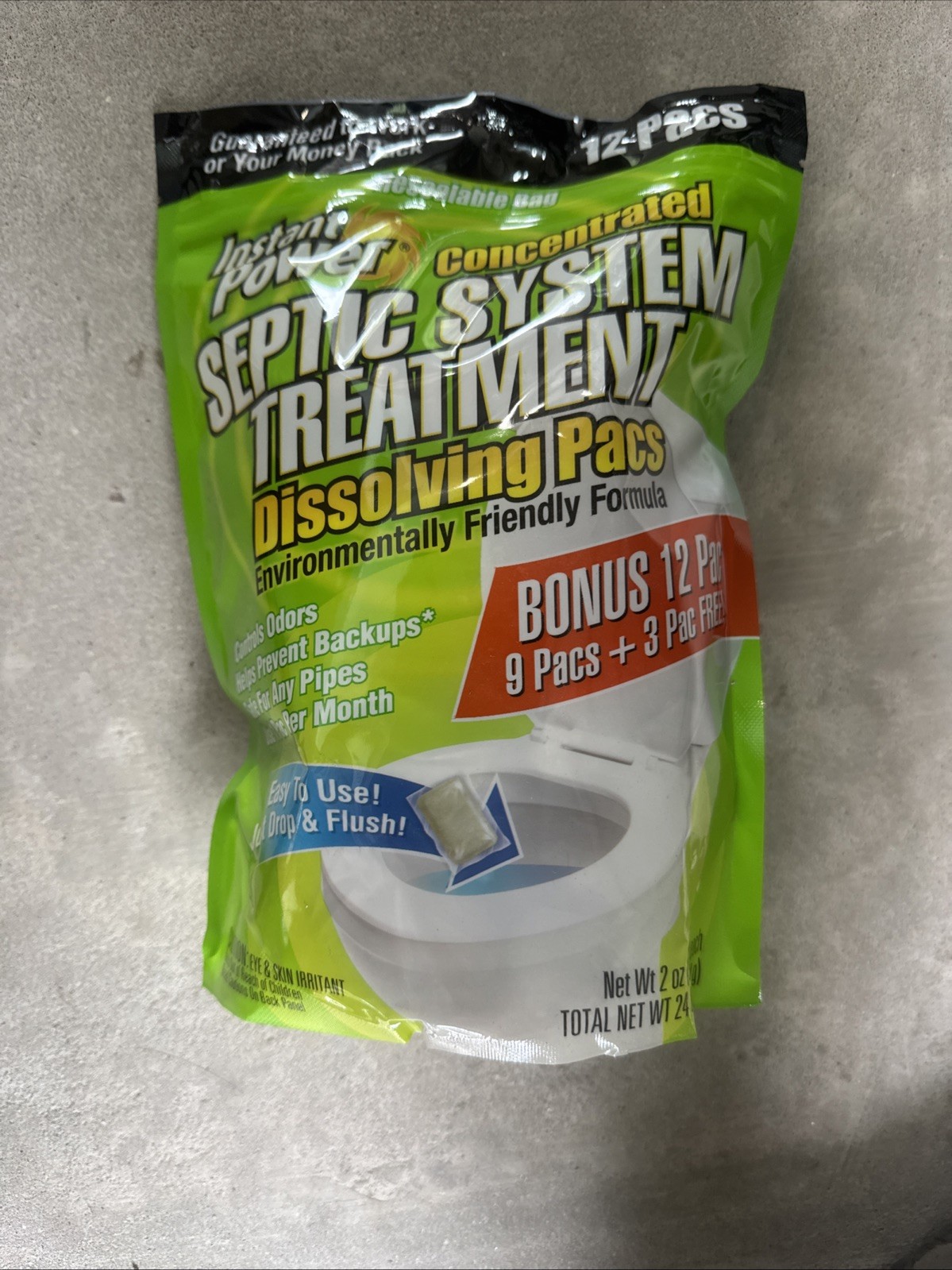 Bag of 12 Instant Power 2 Oz Concentrated Septic System Treatment Dissolving