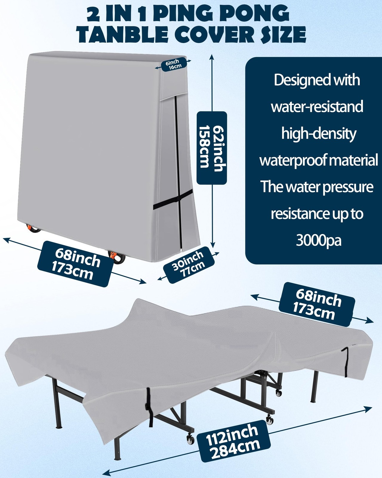 Outdoor Ping Pong Table Cover, 600D Waterproof Sunproof Indoor & Outdoor Fits…