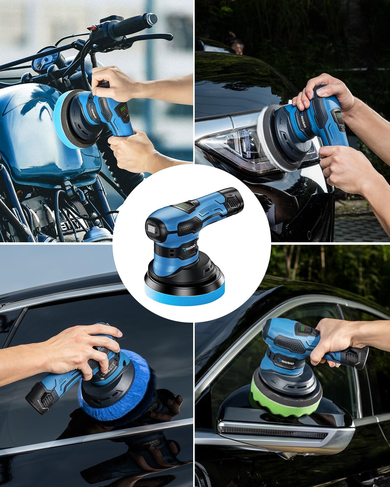 Cordless Polisher 2x2000mAh 21V Batteries,21pcs Attachments & 6 inch Car Buff…