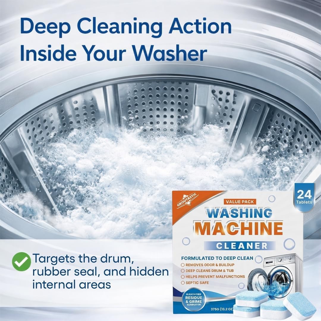 Washing Machine Cleaner Tablets 24 Count – Descaler & Deep Cleaner for Front …