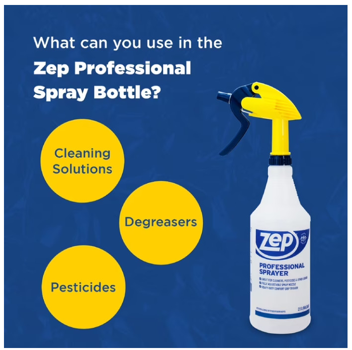 3 Pack, Zep Professional Plastic Spray Bottle, 32 oz, Adjustable Nozzle