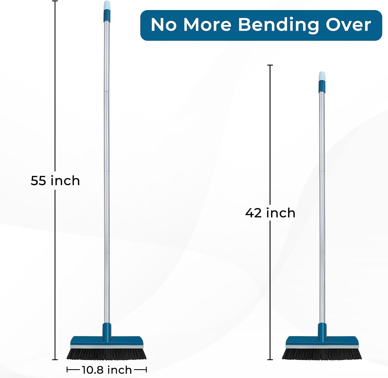 Stiff Bristle Deck Brushes for Scrubbing Heavy Duty with Rubber Scrape Squeegee,