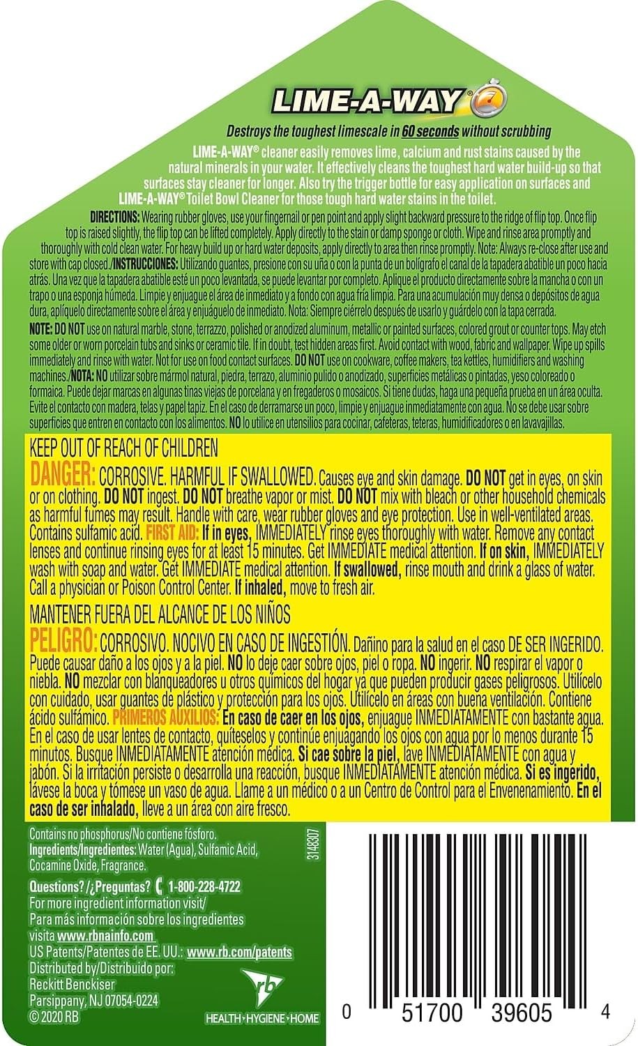 Hard Water Stain Remover Liquid, Removes Lime, Calcium & Rust