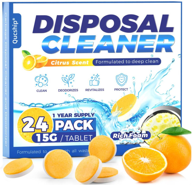 Foaming Garbage Disposal Cleaner Deodorizer Tablets – 24 Pack