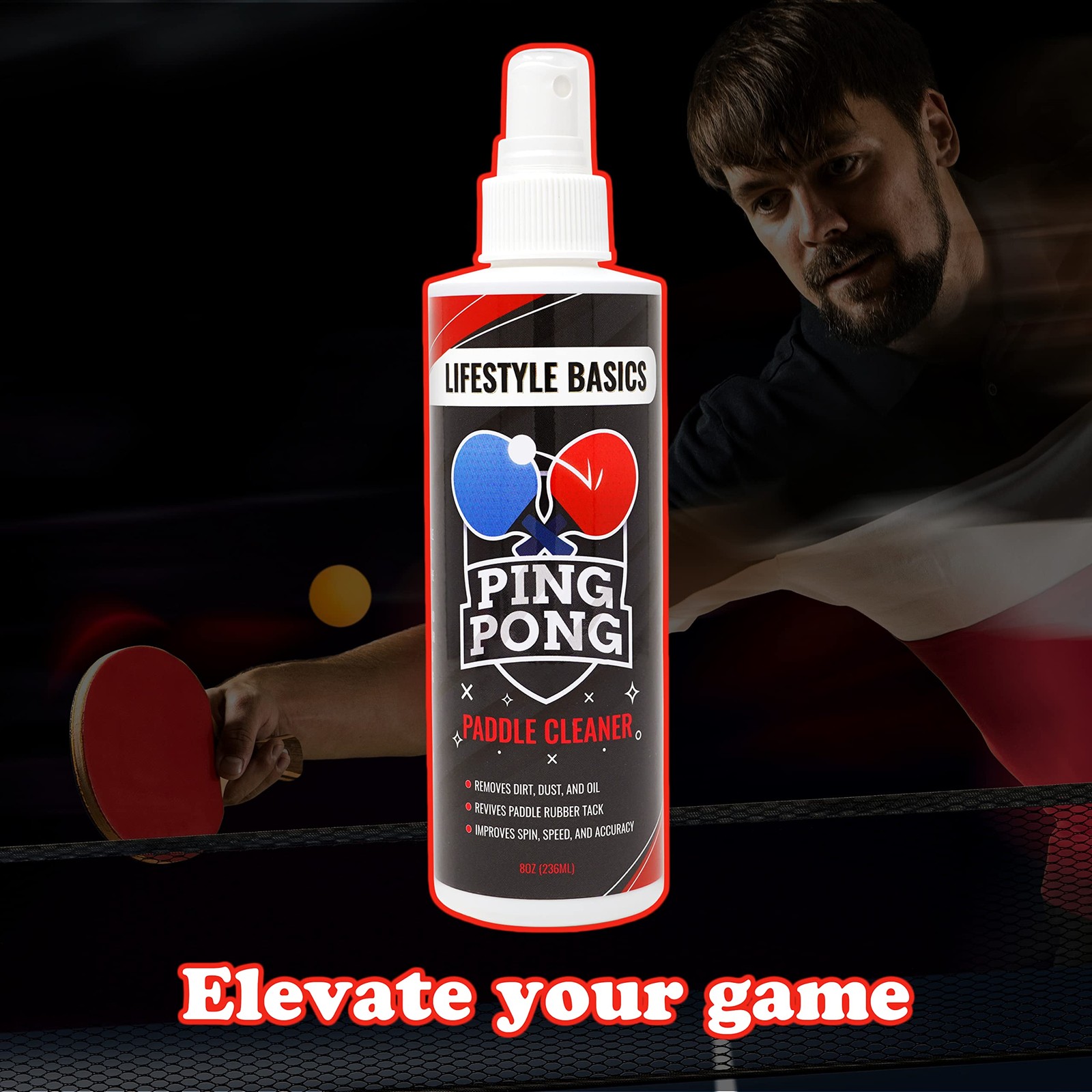 Lifestyle Basics Table Tennis Paddle Cleaner 8oz (236ml) 8 Ounce (Pack of 1)
