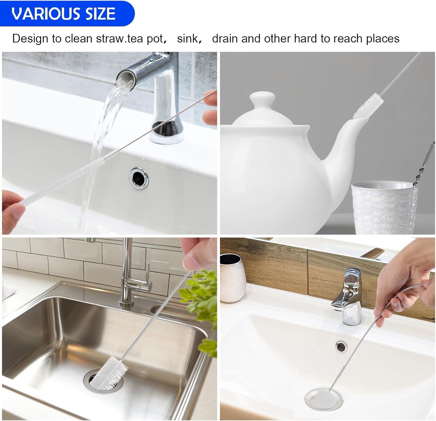 6Pcs Flexible Drain Brush 78 Inch Pipe Cleaning Brush 63 Inch drain cleaner b…