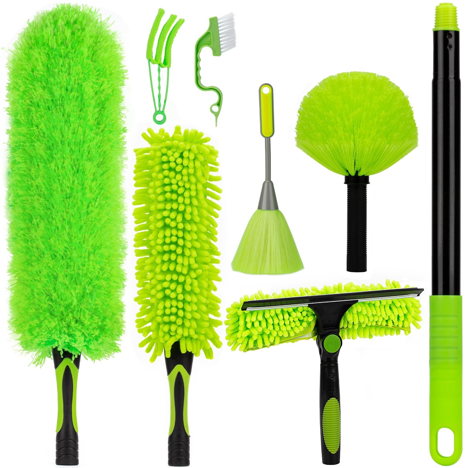 8 Foot Dusters for Cleaning, Duster with Extension Pole, Microfiber Feather D…
