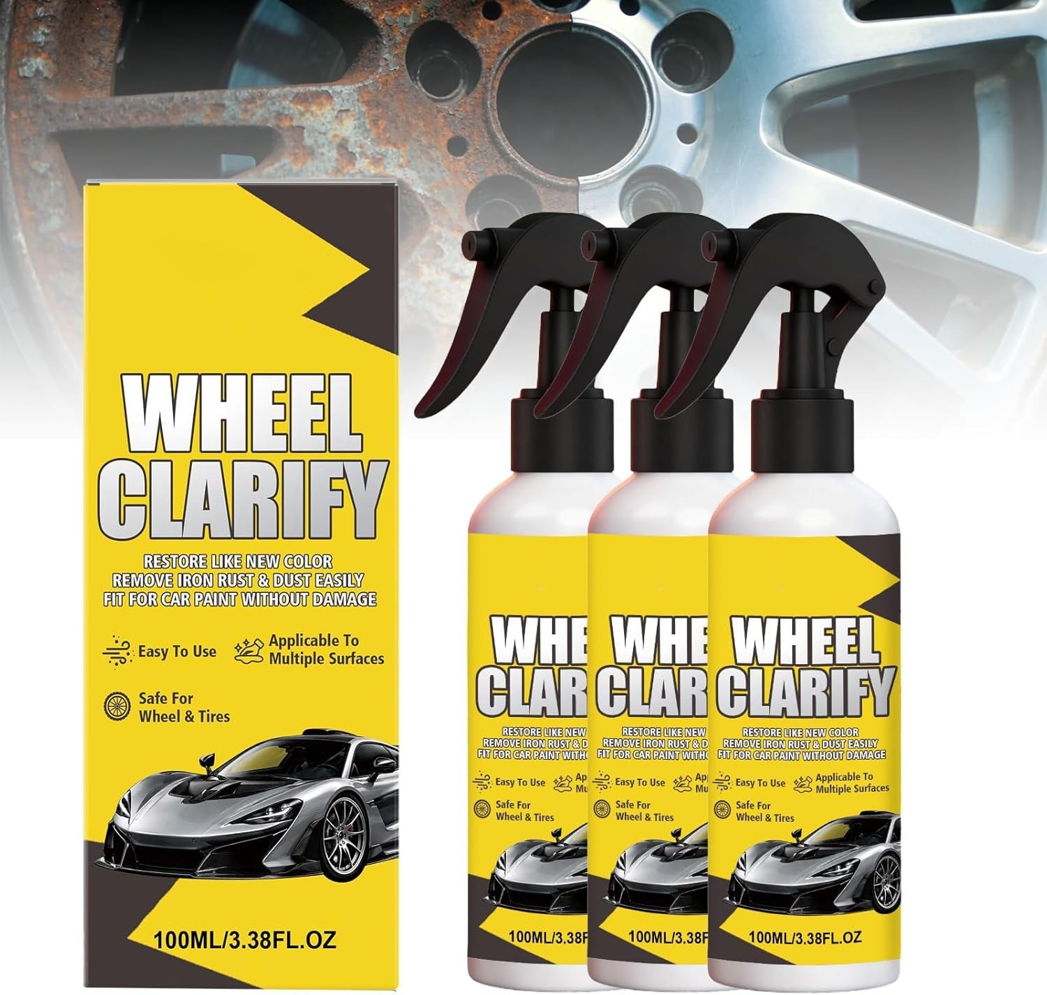 1-3Pcs Automotive Rust Remover Spray, Wheel Clarify,Anti-Rust Lubricant Spray US