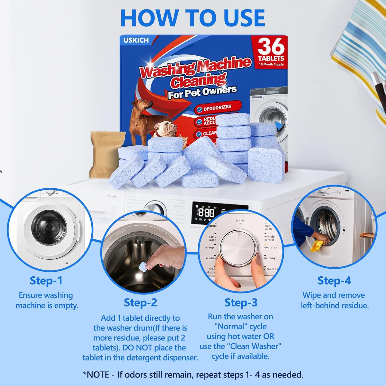 36Pack Washing Machine Cleaner Tablets-18 Month Supply,Washer Machine Cleaner Fo