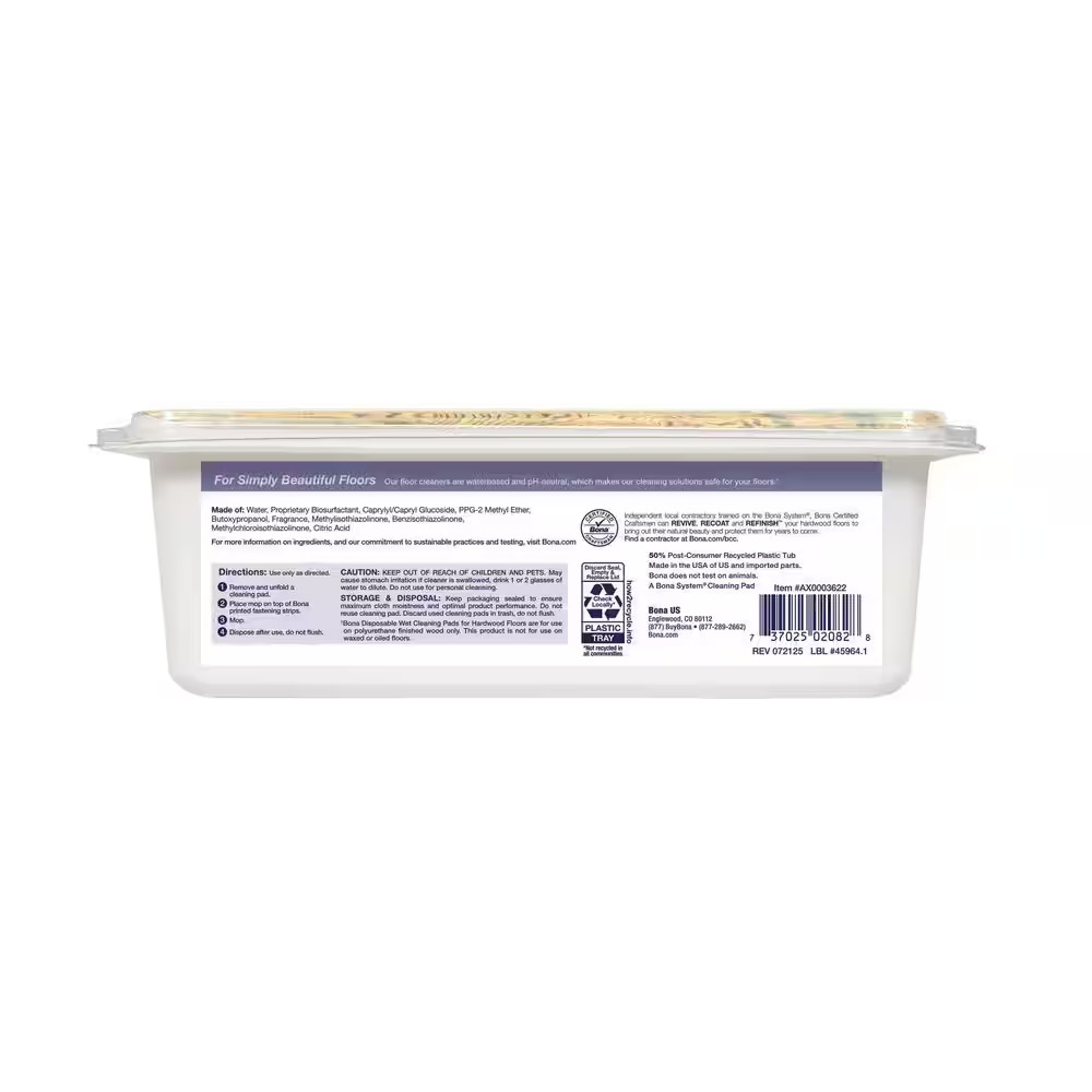 Hardwood Floor Disposable Wet Cleaning Pads, Lavender Scent, (12-Count)