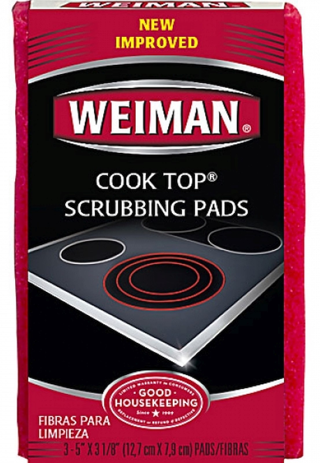 3 WEIMAN COOK TOP Scrub Cleaning SCRUBBING PADS for Ceramic Glass cooktop clean