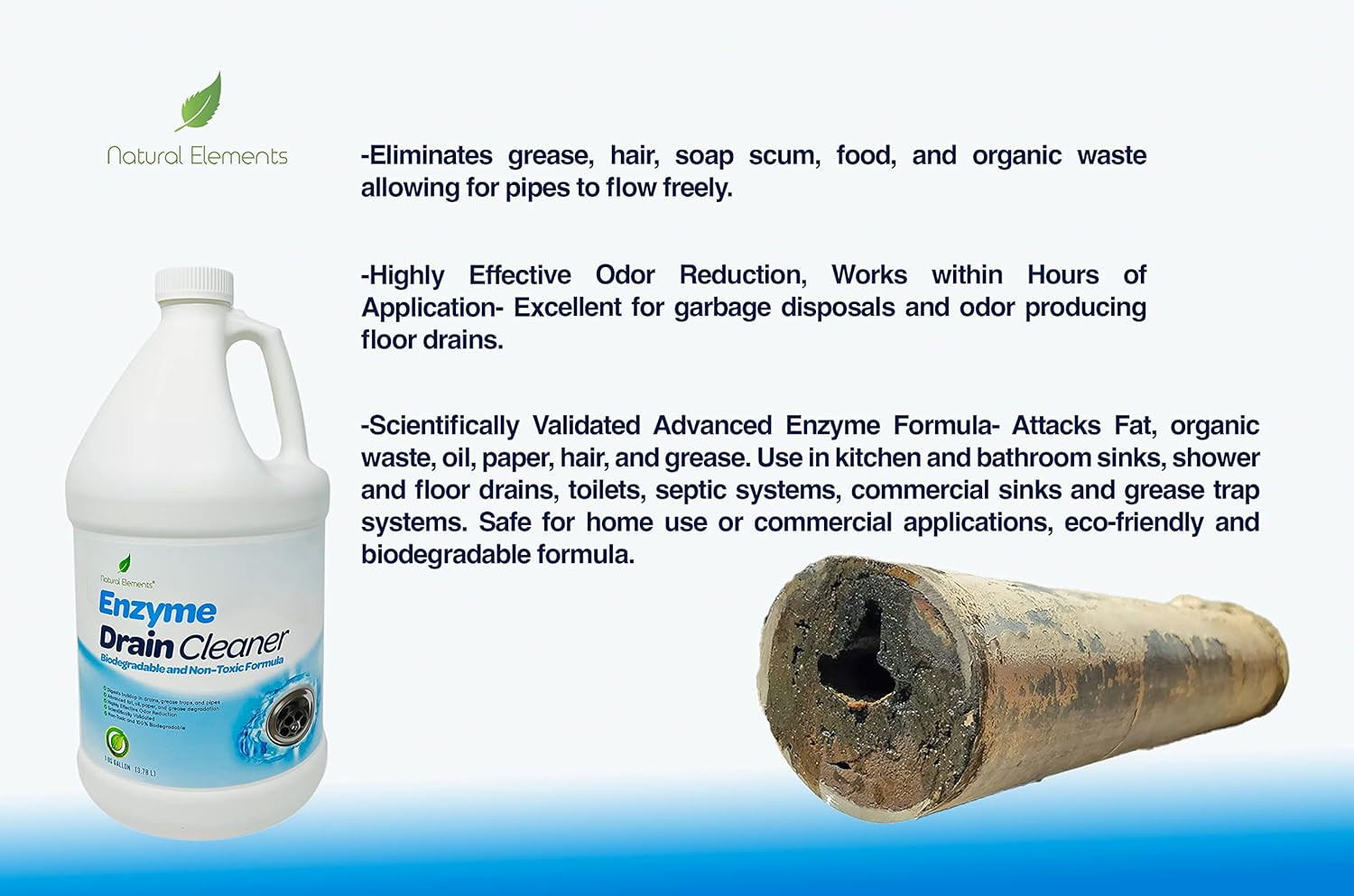 Enzyme Drain Cleaner | Digest Grease, Fats, and Paper Buildup in Drains, Septic