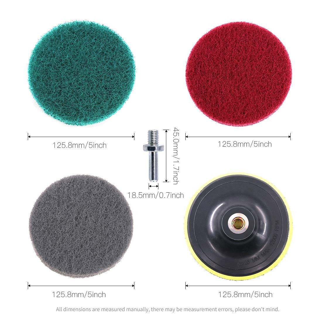 16Pcs 5 Inch Drill Power Brush Tile Scrubber Scouring Pads Cleaning Kit with …