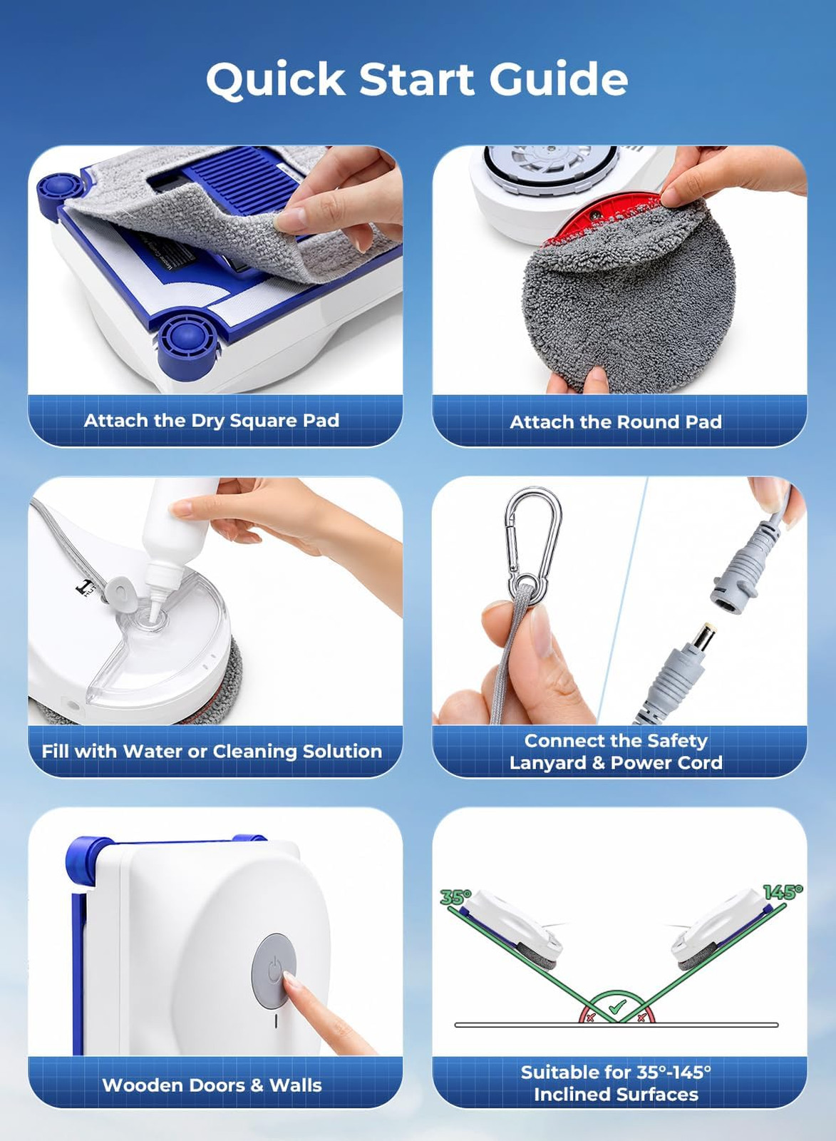 Window Cleaning Robot Ultrasonic Dual Spray 6500Pa Strong Suction Edge Corner
