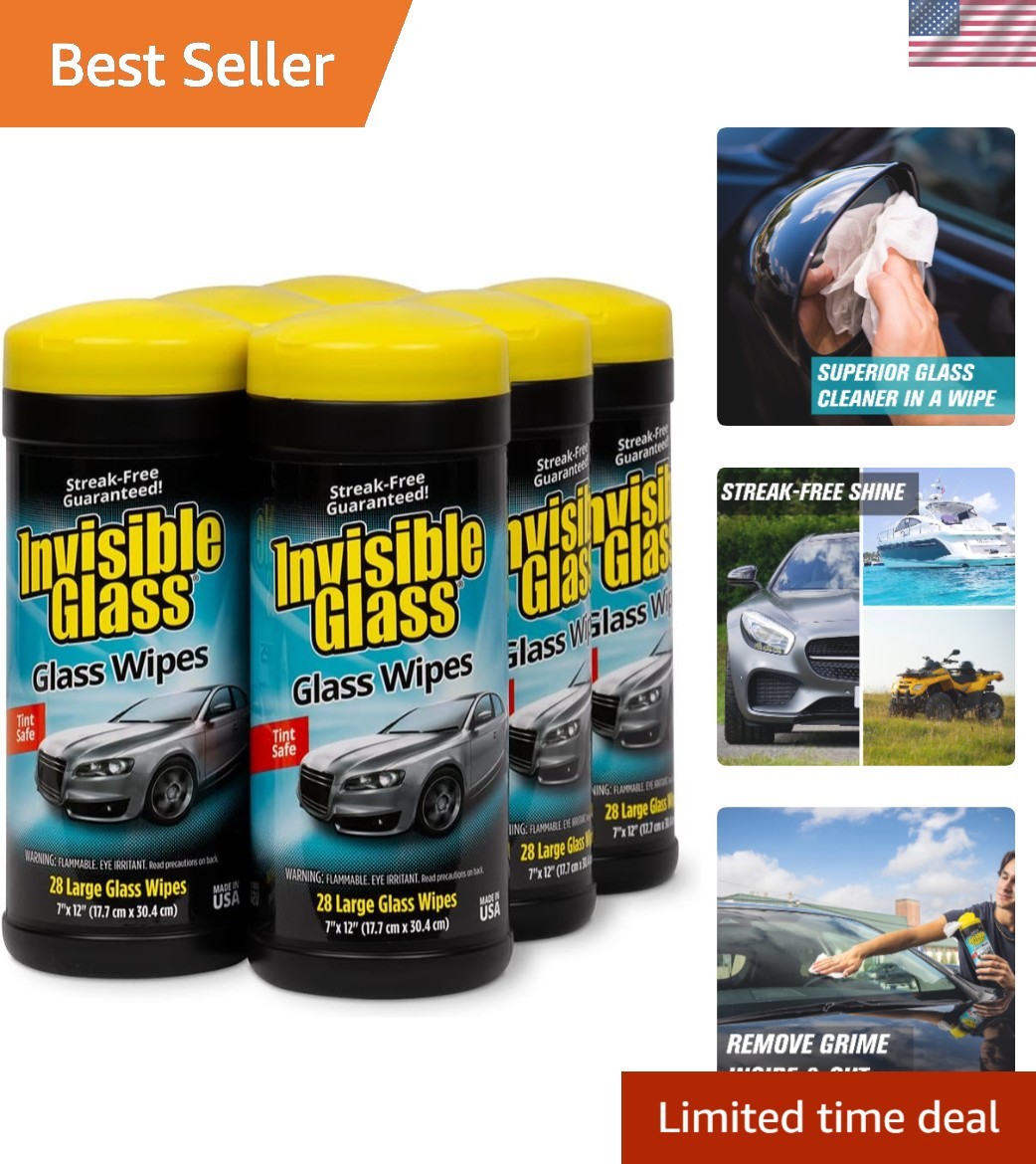 Invisible Glass Large Glass Cleaning Wipes, 28 Ct, Pack of 6