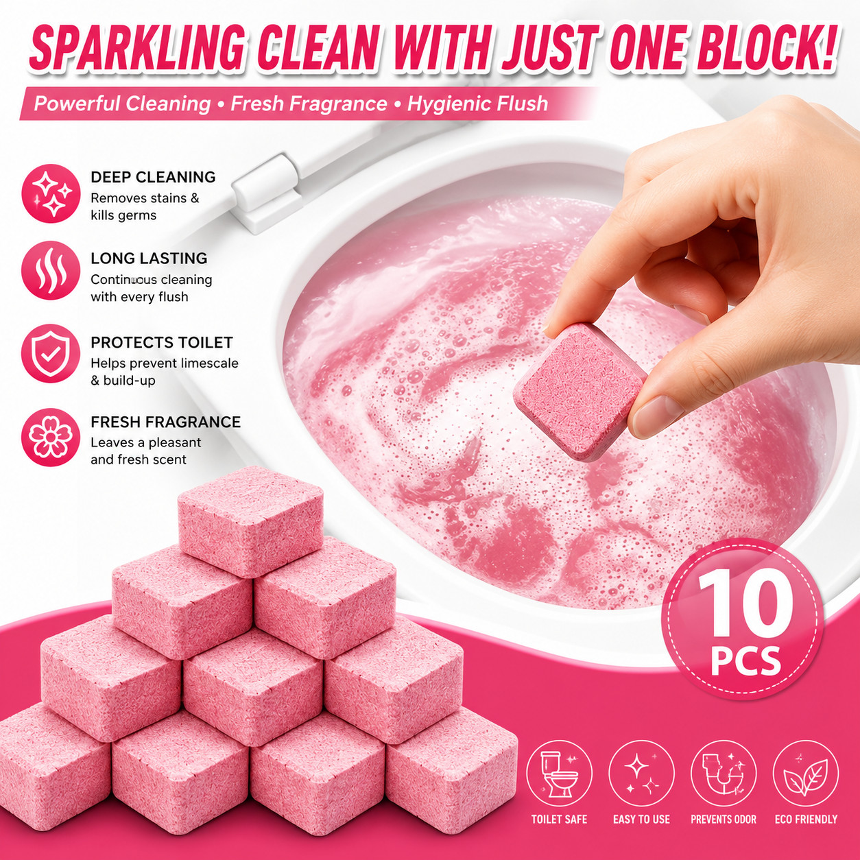 10pcs Toilets Cleaning Effervescent Tablet Toilet Cleaner Urine Remover Tablet