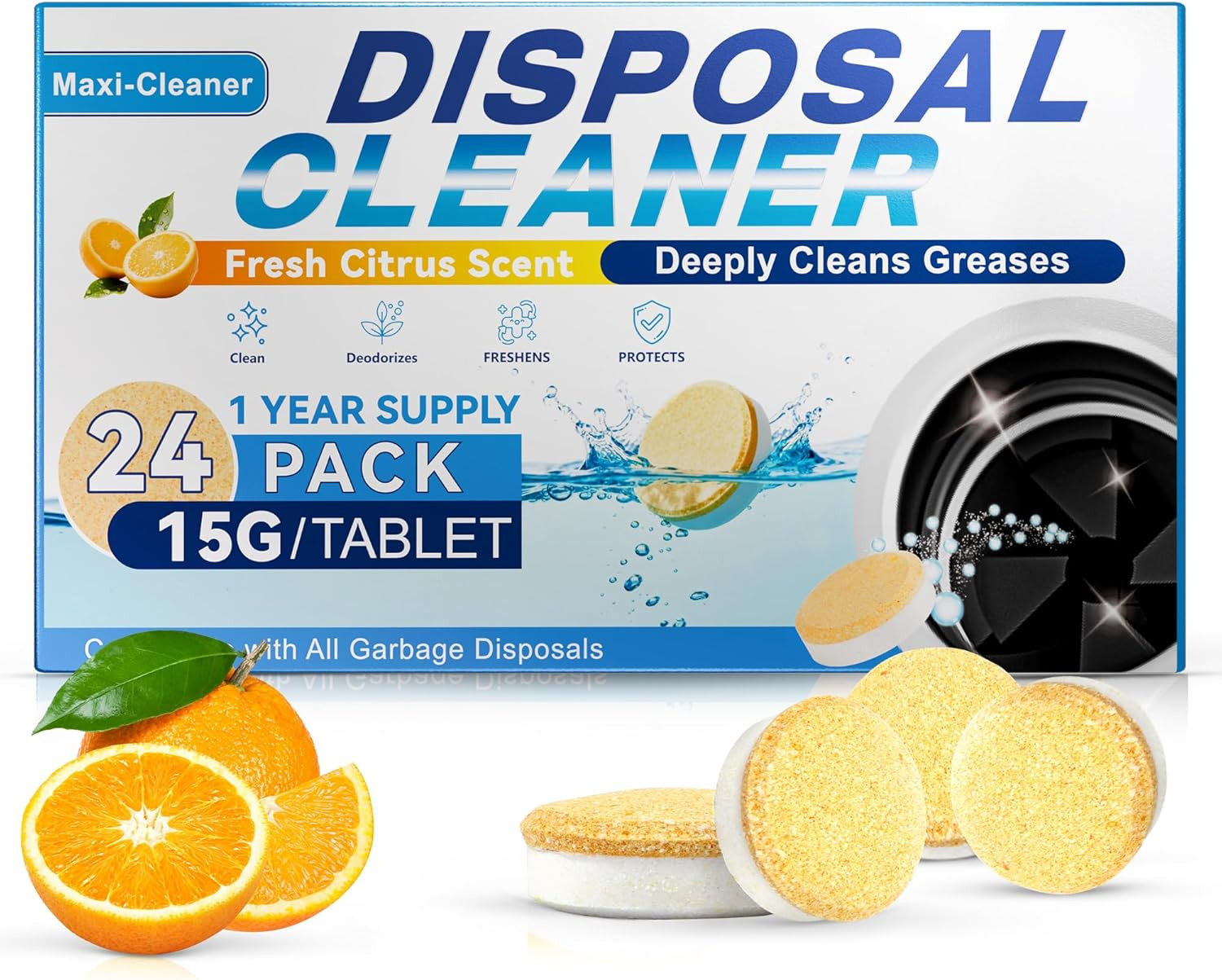 Garbage Disposal Cleaner Sink Drain Tablets 24 Packs for Kitchen Drains