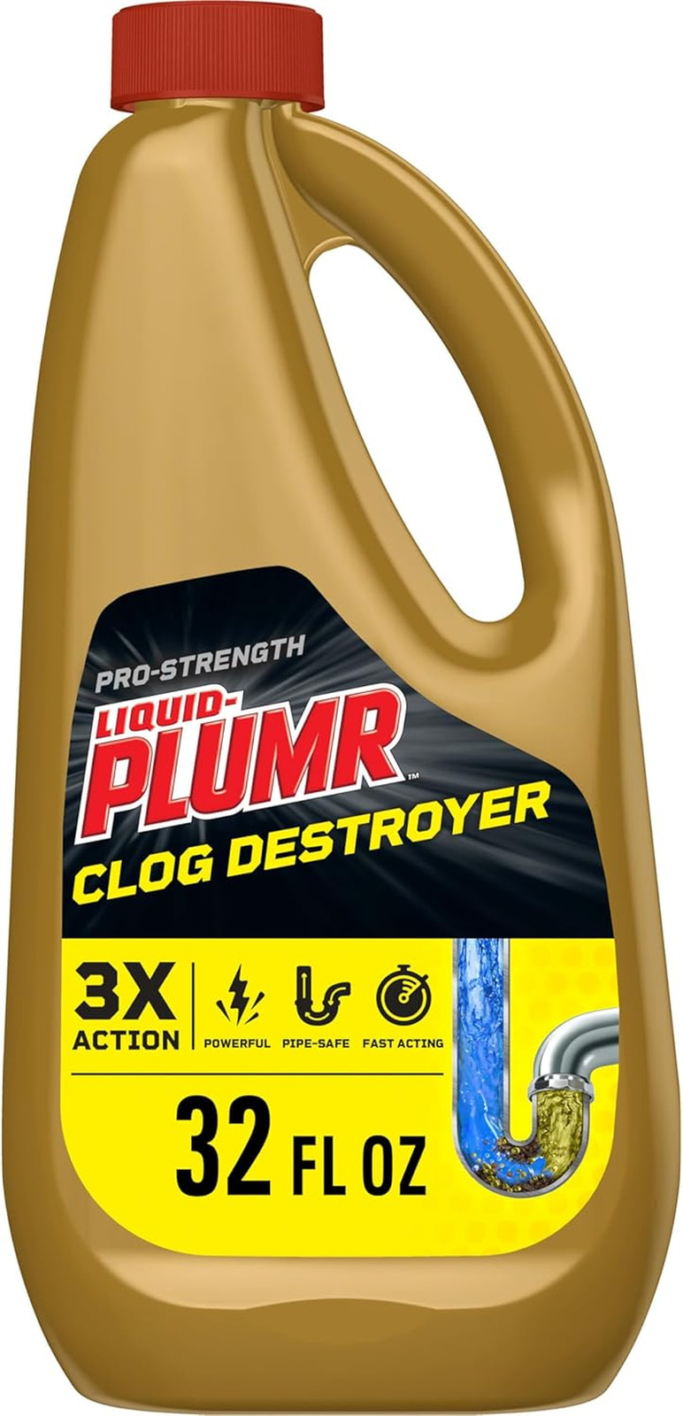 Liquid-Plumr Pro-Strength Clog Destroyer, Liquid Drain Cleaner, 32 Fluid Ounces