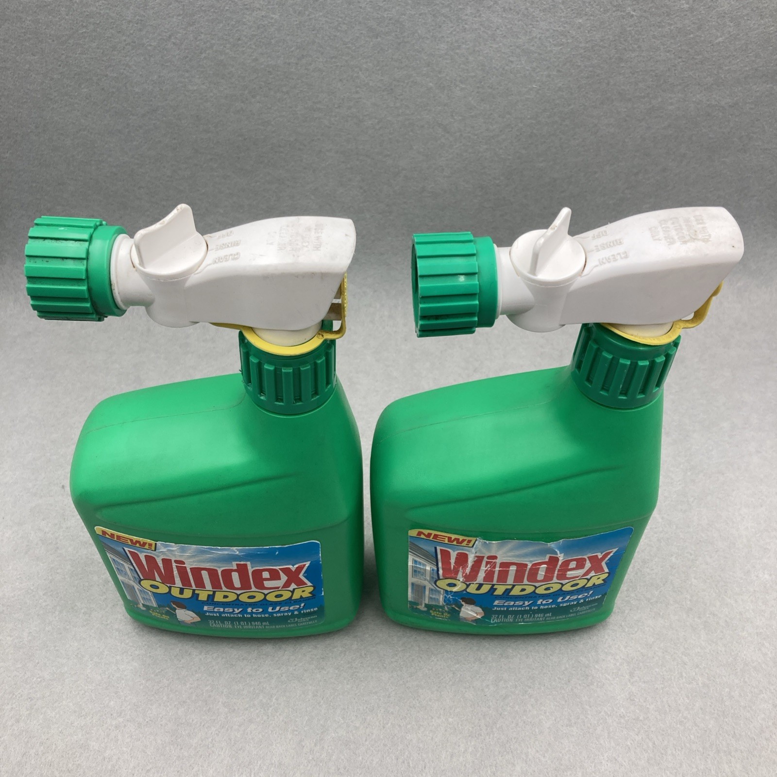2 Windex Outdoor Concentrated Glass Cleaner 32 fl oz (64 oz total) NOS 1997 USA