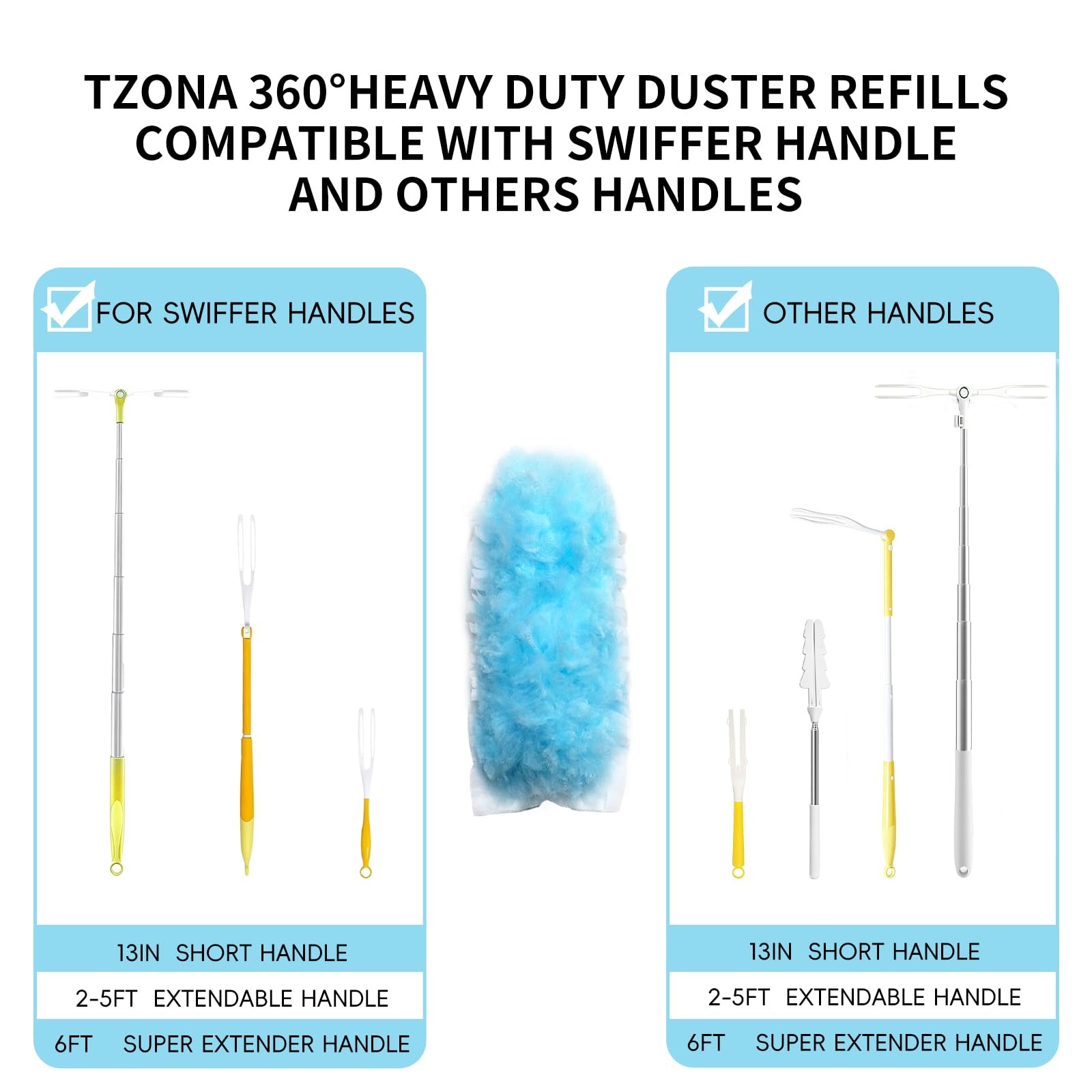 360 Duster Refills for Swiffer Dusters Refill with 2 Upgrade Extendable Handl…