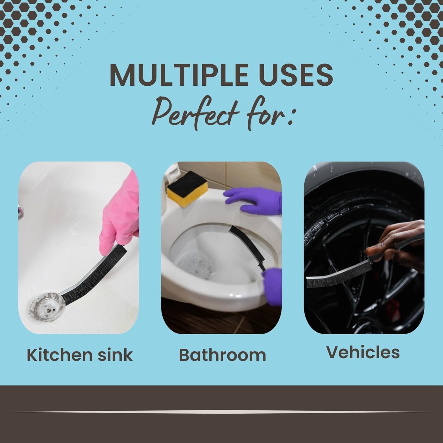 PET Bristle Brush for Deep Cleaning Grout and Shower Tiles – Ergonomic