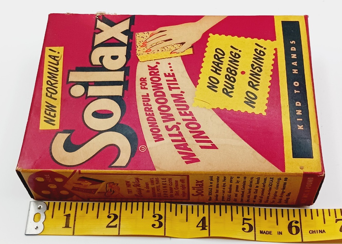 Vintage 1956 Soilax Cleaning Powder Box With Contents 6.5″ X 4.5″ Great Colors