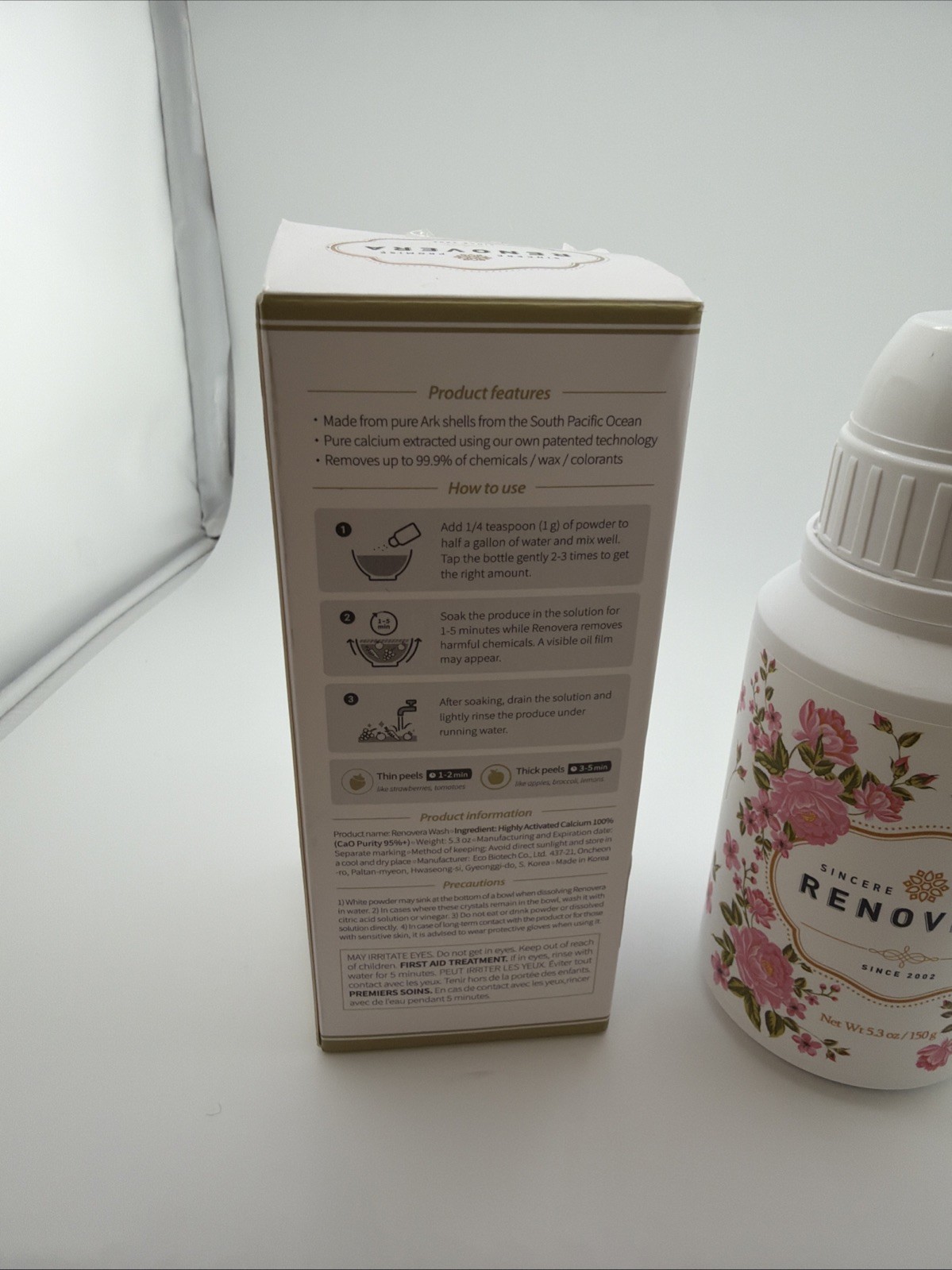 Renovera Fruit & Vegetable Wash Bottle 150g / 5.3 Fl oz New In box