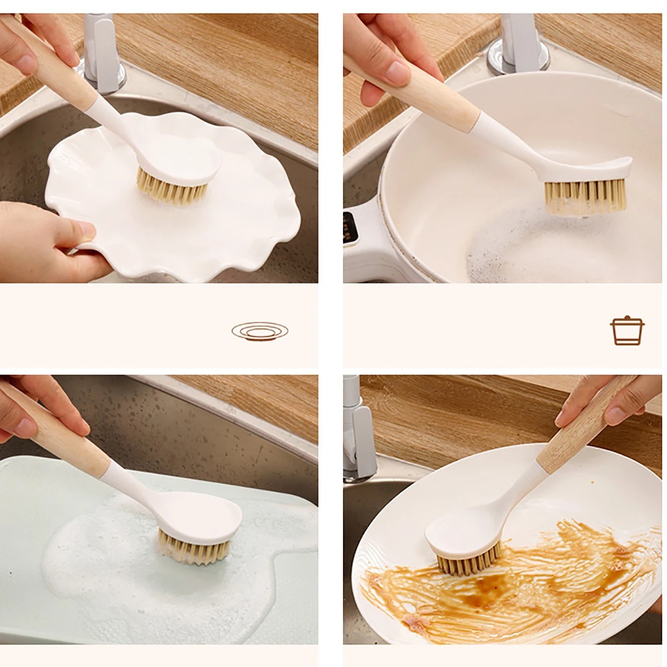 Dish Brush with Handle Kitchen Cleaning Brush Set for Pot, Pan