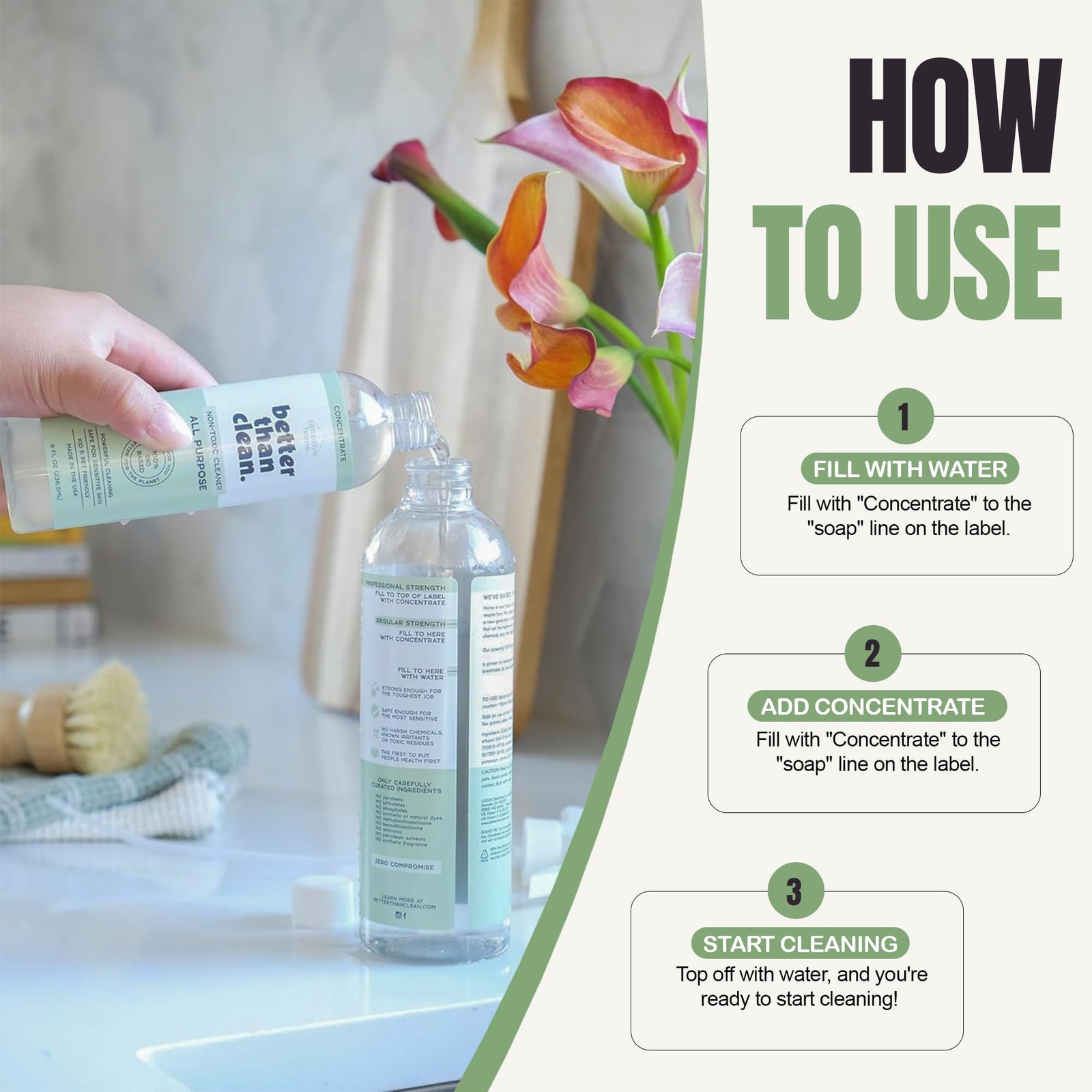 Unscented All Purpose Cleaner Concentrate – Plant-Based, Non-Toxic, Multi-Sur…