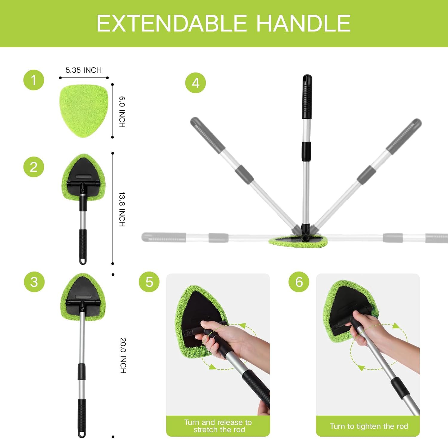 11Pcs Windshield Cleaner Tool, Car Window Cleaning Wash Kit with 6 Reusable Micr