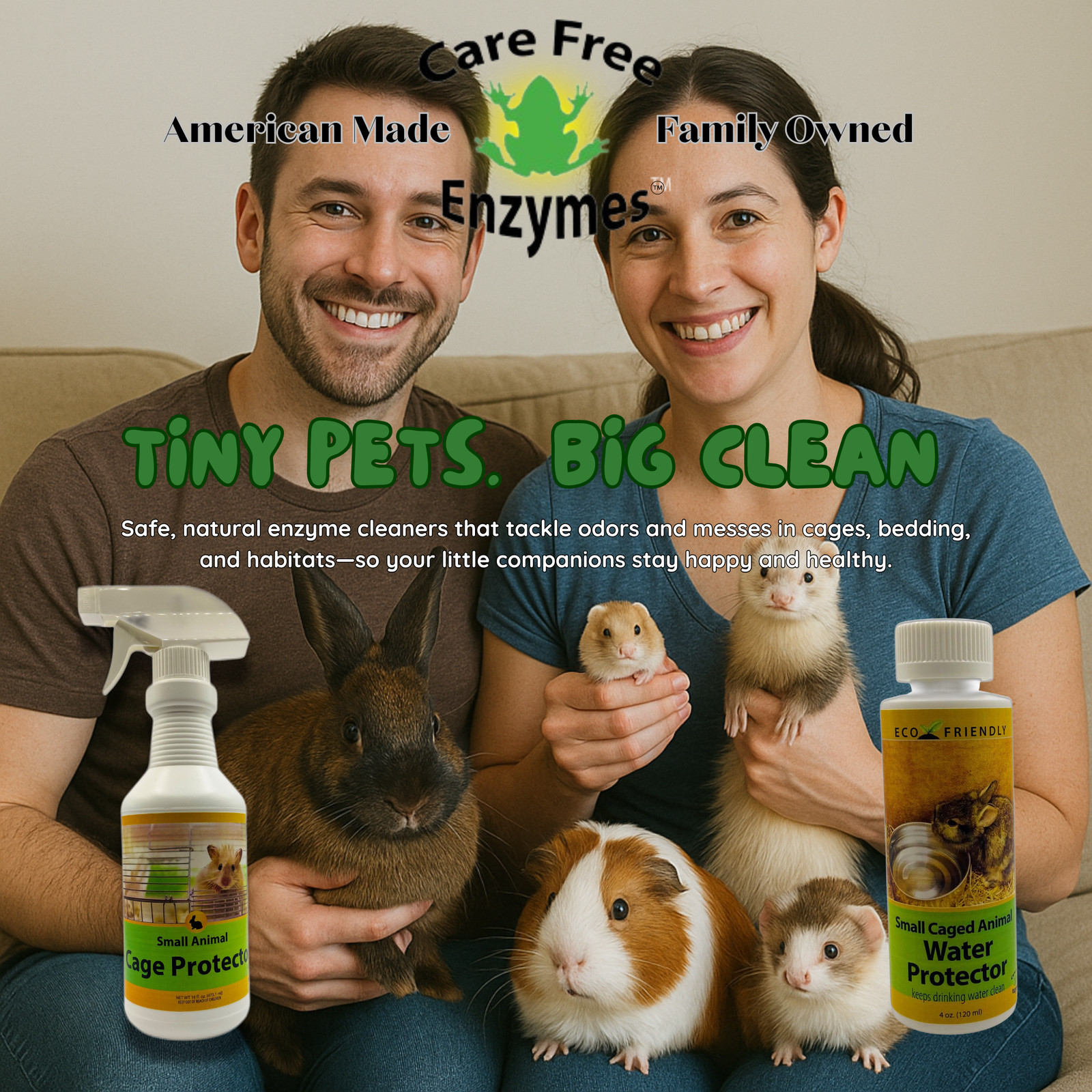 Small Animal Cage Cleaner & Deodorizer | For Hamsters, Guinea Pigs & Rabbits | 1