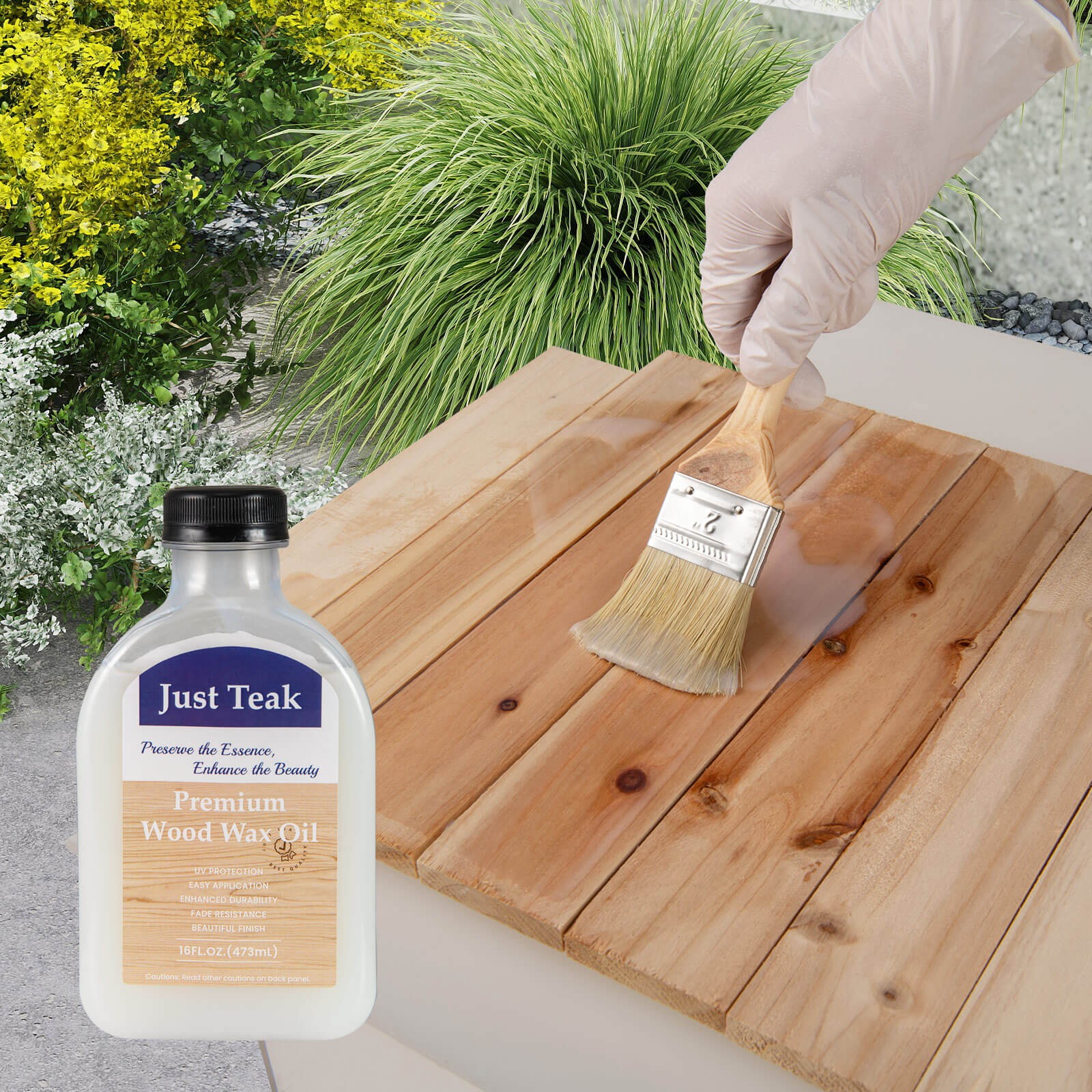 Wood Wax Oil Cleaner and Brightener for Outdoor & Indoor Furniture Teak Care Kit