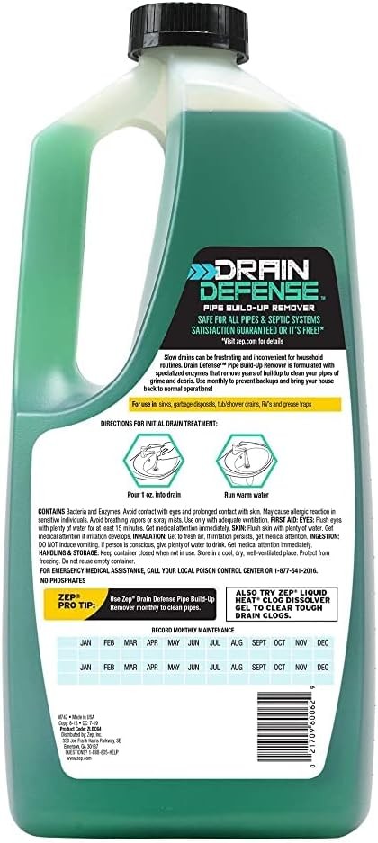 Drain Defense 64 oz Professional Strength Pipe Cleaner – Eco-Friendly Formula