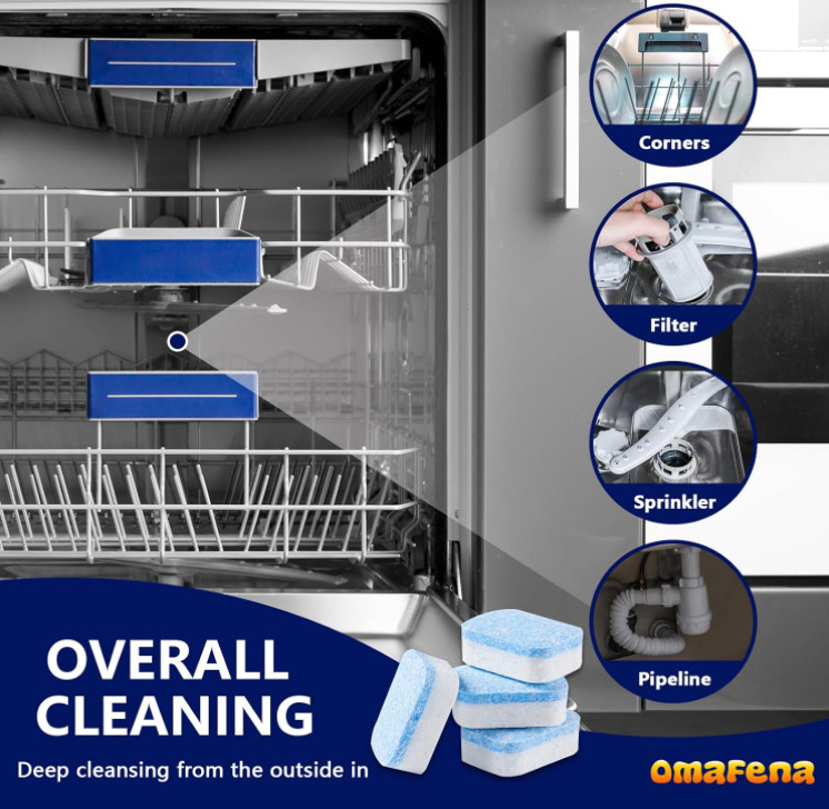 Dishwasher Cleaner tablets Deodorizer 24 Pack 1 Year Supply Deep Cleaning Septic