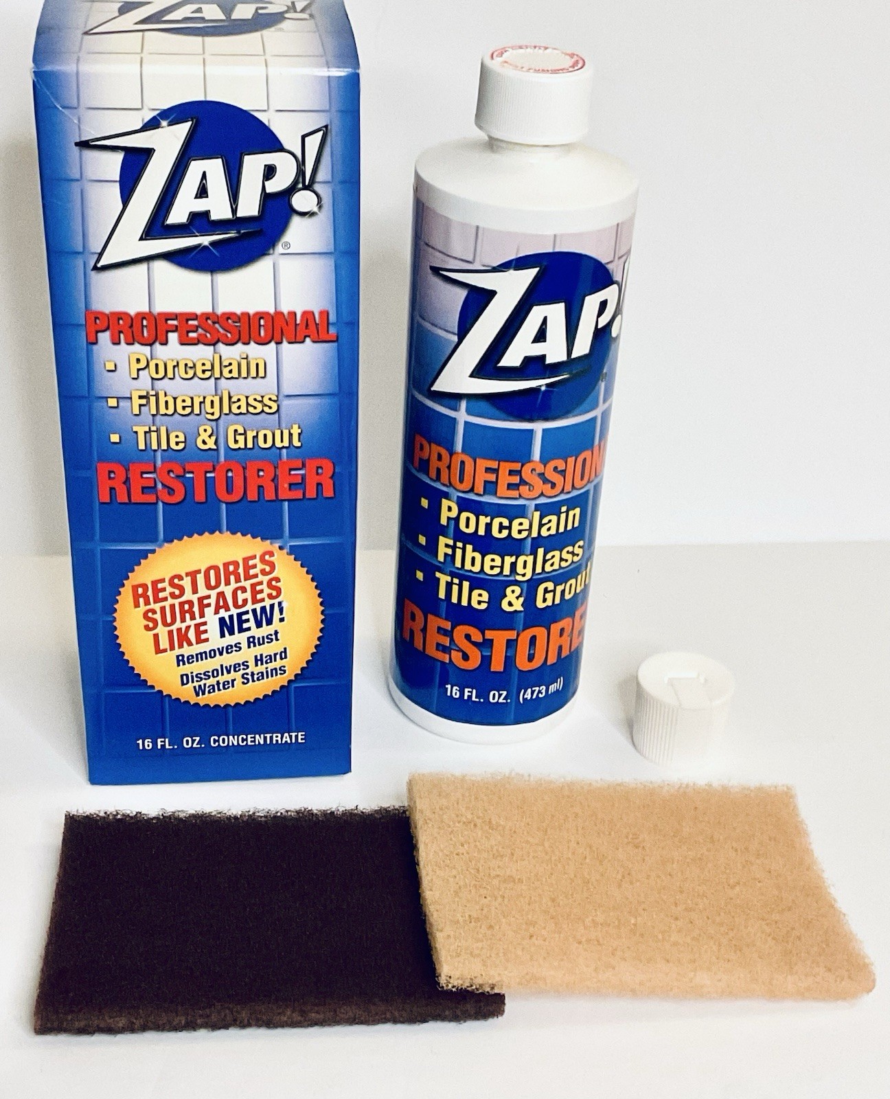 ZAP! PROFESSIONAL PORCELAIN FIBERGLASS TILE GROUT RESTORER 16 FL OZ DISCONTINUED