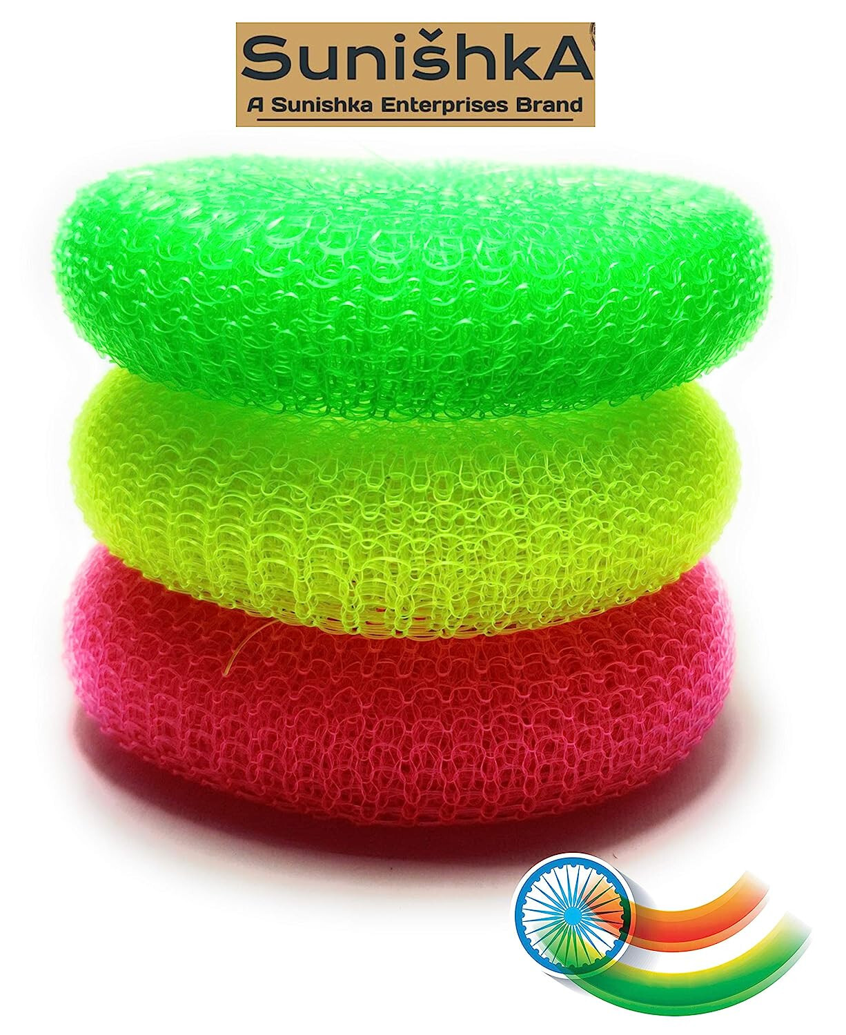 5X Plastic Round Nylon Scrubbers for Teflon pots & Pans – Cleans up Big Messes