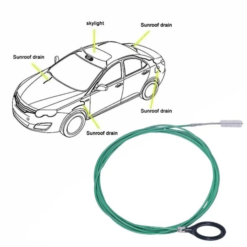Car Drain Unclogger Brush 2/3M Sunroof Hose Cleaner Pipe Cleaning Tool