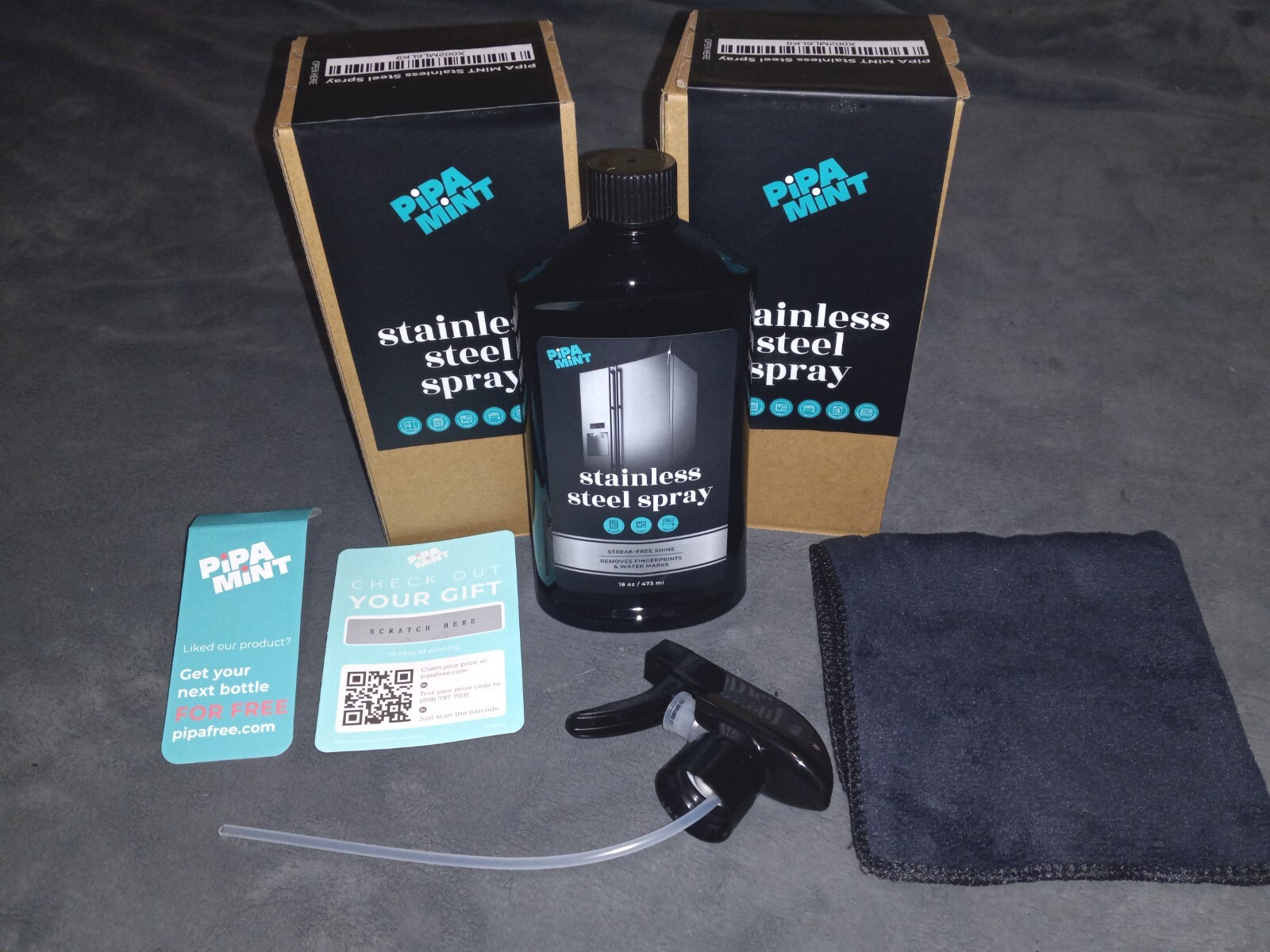 ×2 Pipa Mint Stainless Steel Spray Cleaning Kit- 16oz Bottles+ Microfiber Towels