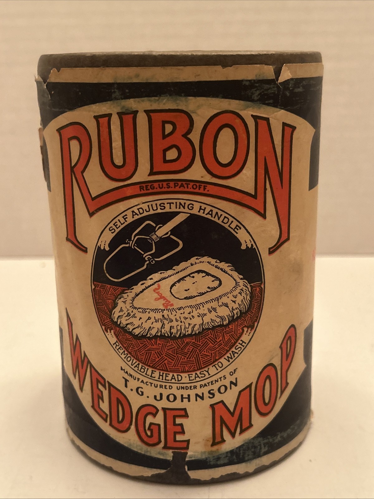 Vintage Sealed NEW Can Canister – RUBON Wedge Mop Head – TG Johnson