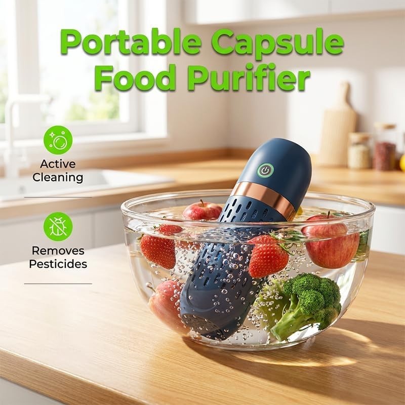 Portable Fruit Vegetable Washer USB Rechargeable Food Purifier Cleaner Navy