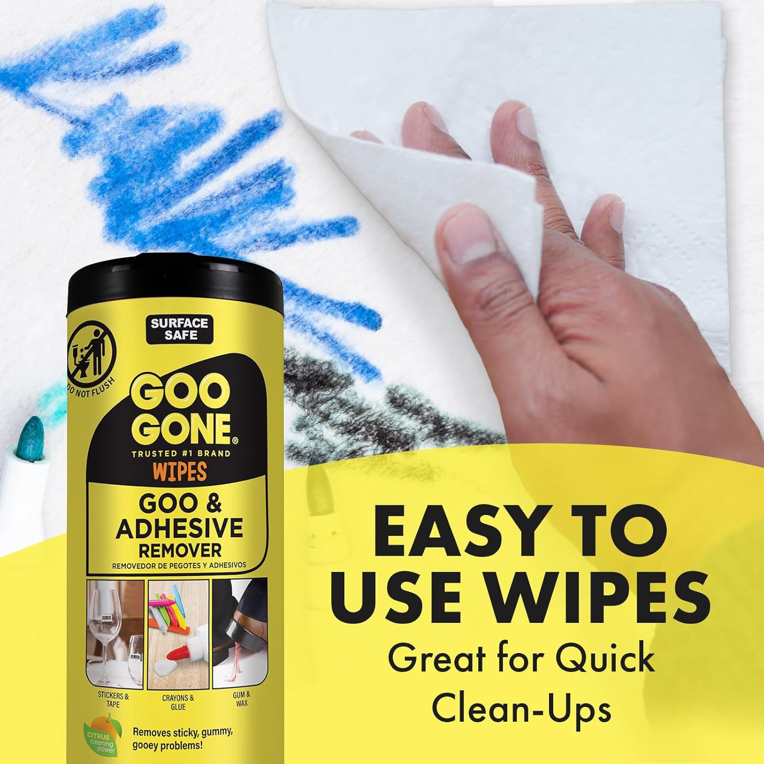 Clean Up Wipes Adhesive Remover – 24 Count – Removes Adhesive Residue Labels …