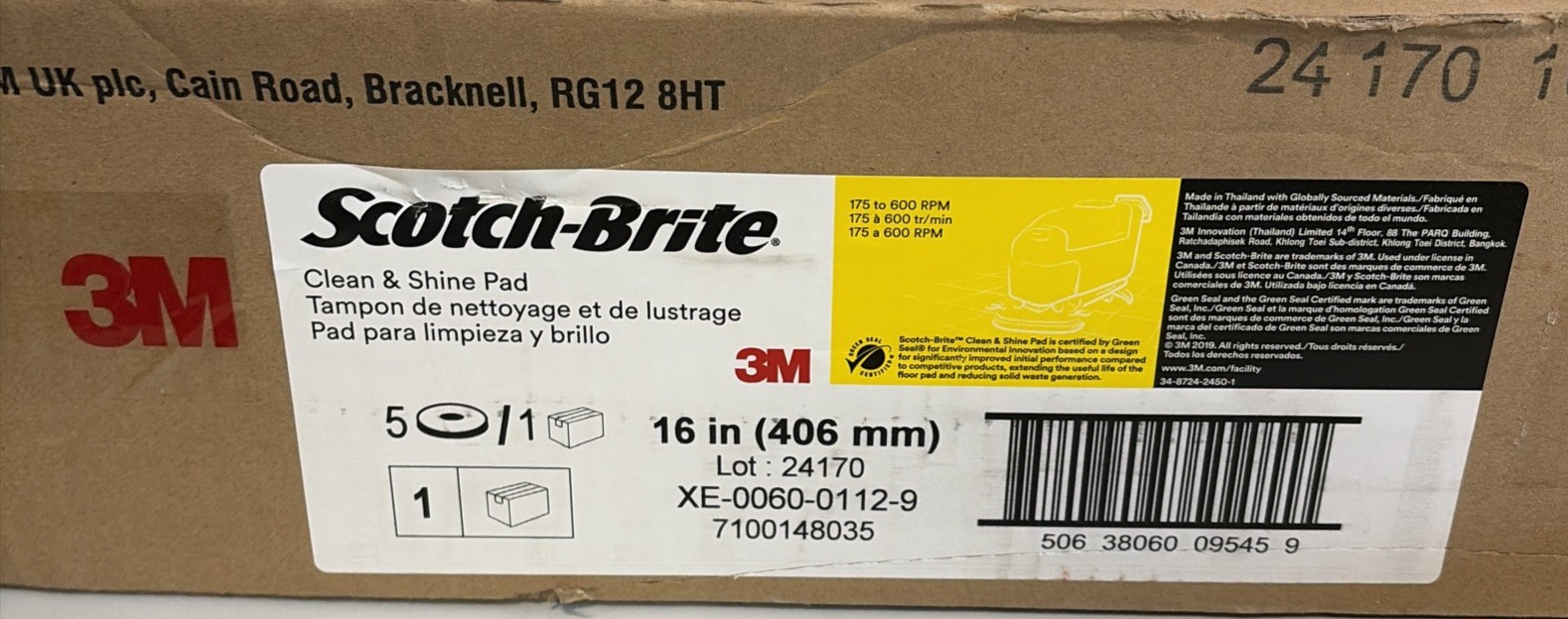 Scotch-Brite 3m Clean and Shine 16in Floor Scrubbing Pads- pack of 5