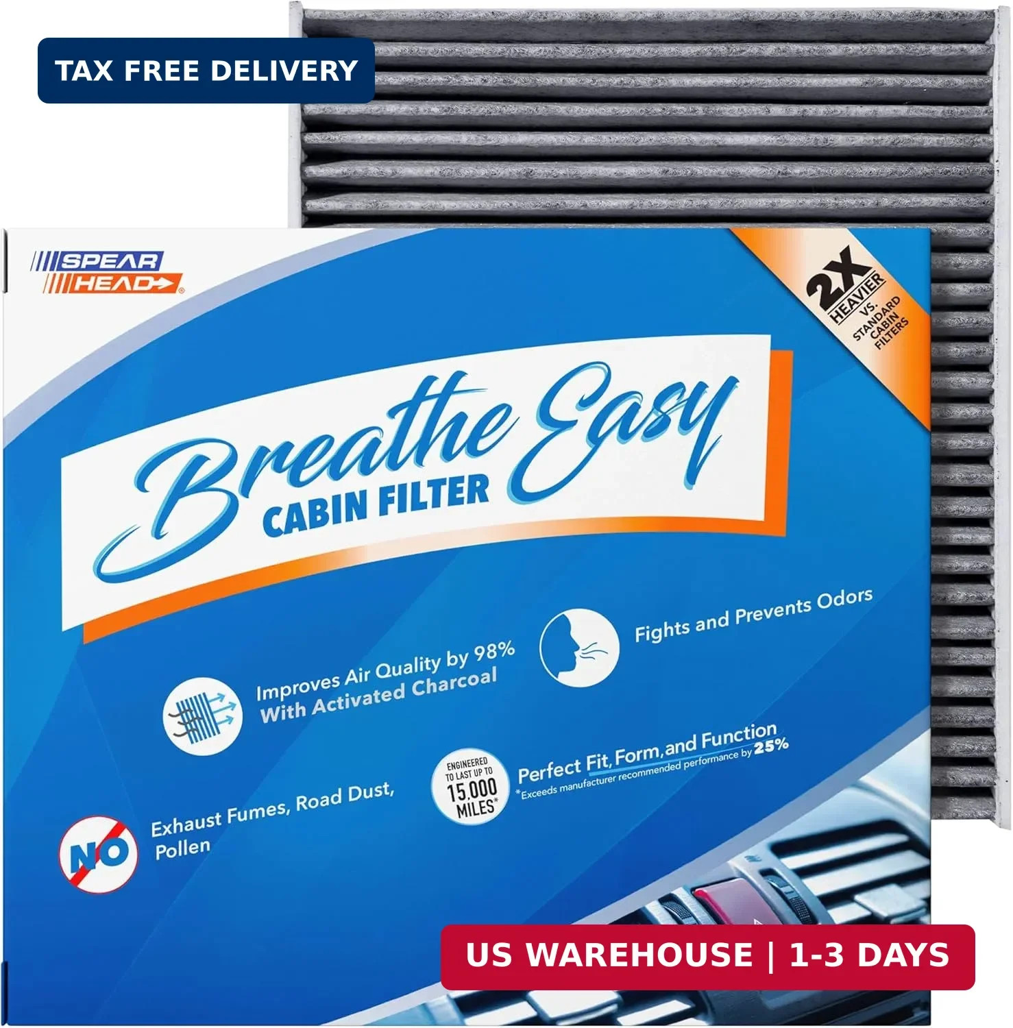 Spearhead Odor Defense Breathe Easy AC & Heater Cabin Filter | Fits Select 2016-